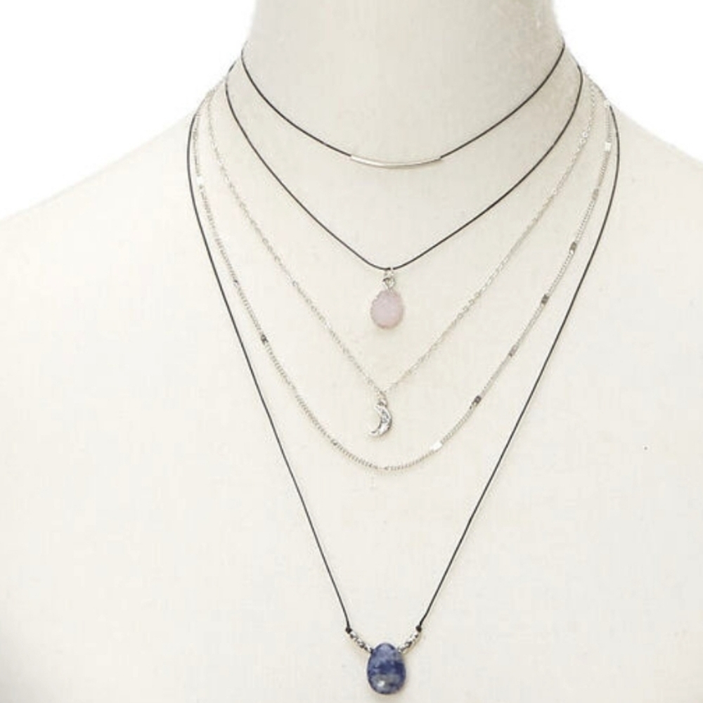 Mystical Stone Multi Strand Choker Necklace